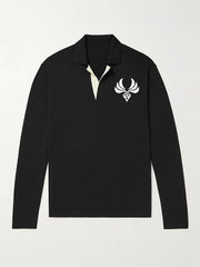 Men's Knit Polo Shirt Casual Lapel V Neck Pullover Sweater