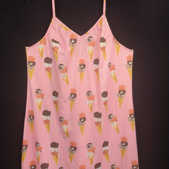 Lounge Dress Women's Plus Cat Ice Cream Print V Neck Nightdress