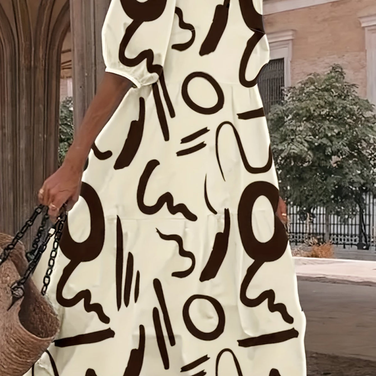  Graffiti Print Maxi Dress