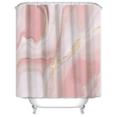 Pink Marble Shower Curtain Set Waterproof Bathroom Decor
