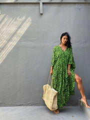  Leopard Print Bat Sleeve Beach Cover Up Dress