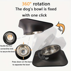 Stainless Steel Elevated Dog Bowl with Non-Slip Mat