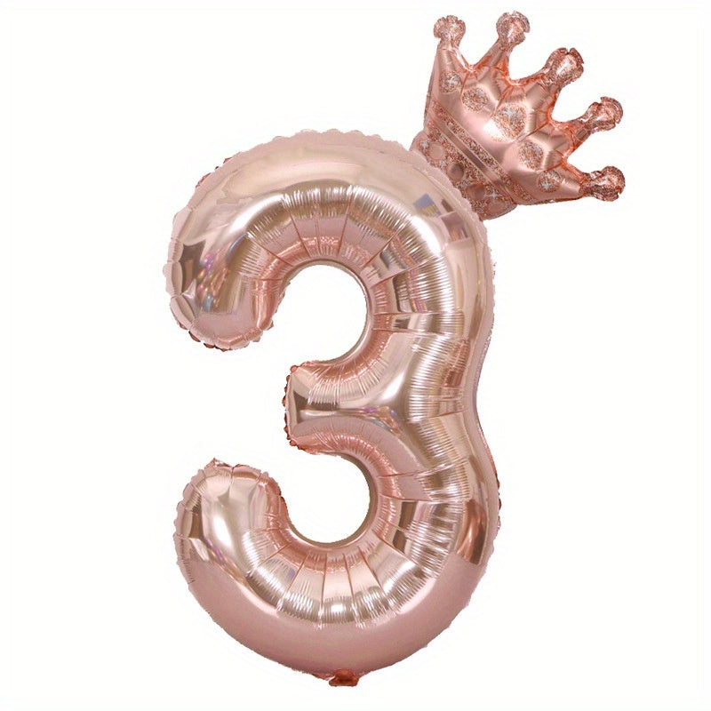 Rose Golden Crown Foil Balloon Set for Party Decor