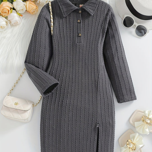 Girls' Slim Fit Knitted Sweater Dress