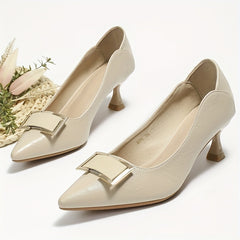 Women's Pointed Toe Court Pumps Buckle Slip On Heels Office Dress Shoes