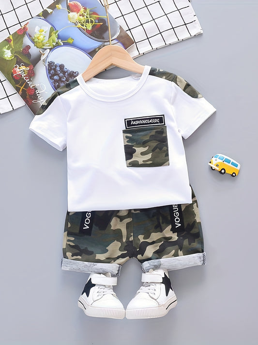 Baby Camouflage 2pcs Outfit Short Sleeve T shirt & Shorts Set