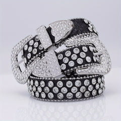 Glam Rhinestone Leather Belt Hip Hop Style