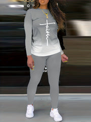 Gradient Long Sleeve T shirt & Skinny Pants Set