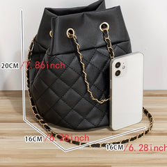 Minimalist Bucket Bag Argyle Pattern Shoulder Bag