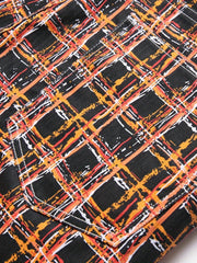 Colorful Plaid Cotton Jeans Men's Casual Creative Allover Print Mid Stretch