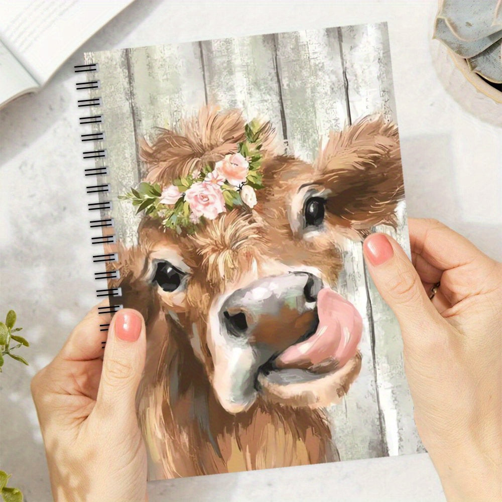 Enchanting Bull and Wreath Spiral Notebook 100 Pages 14 x 10 Mixed Colors