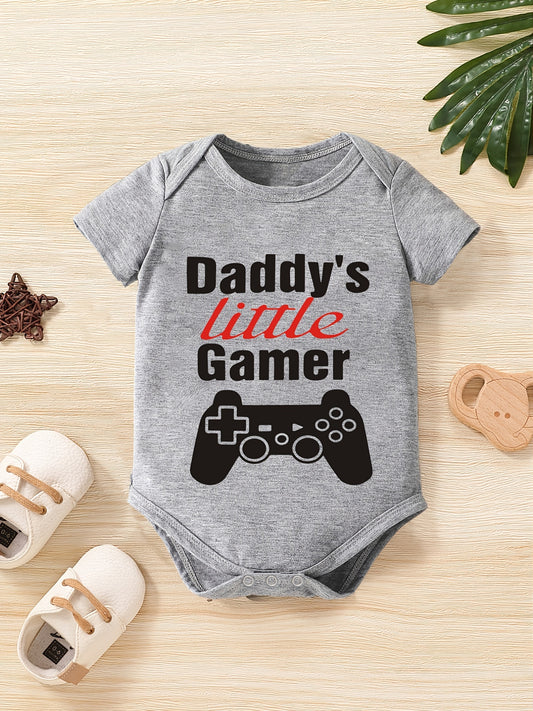 Baby Boys Casual Daddy s Little Gamer Short Sleeve Onesie Clothes