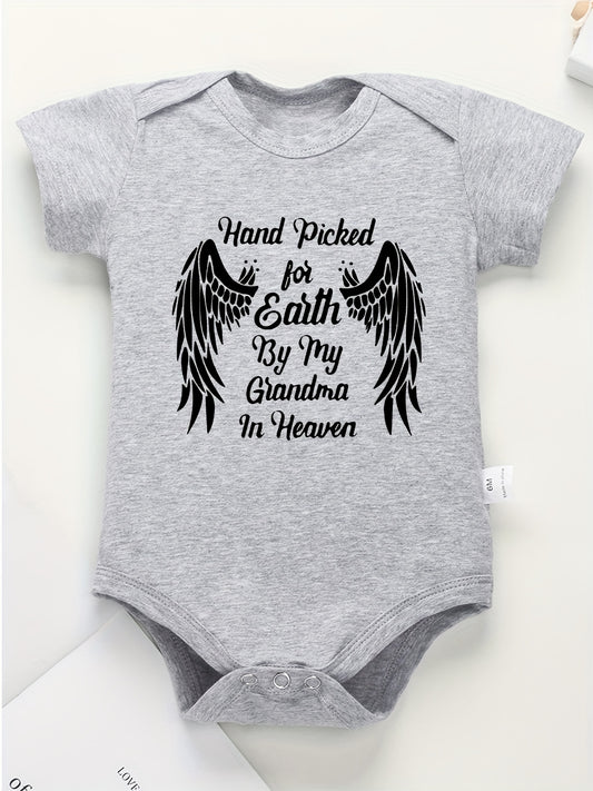 Baby Boys Romper With Wings & Letter Print Cotton Jumpsuit