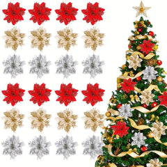 10pcs Christmas Tree Flowers Simulation Christmas Wreath Decoration