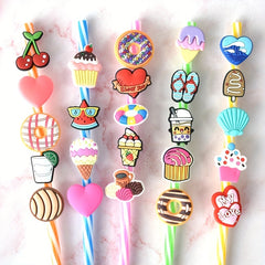 50pcs Random Cartoon Straw Toppers Custom Straw Toppers Randomly