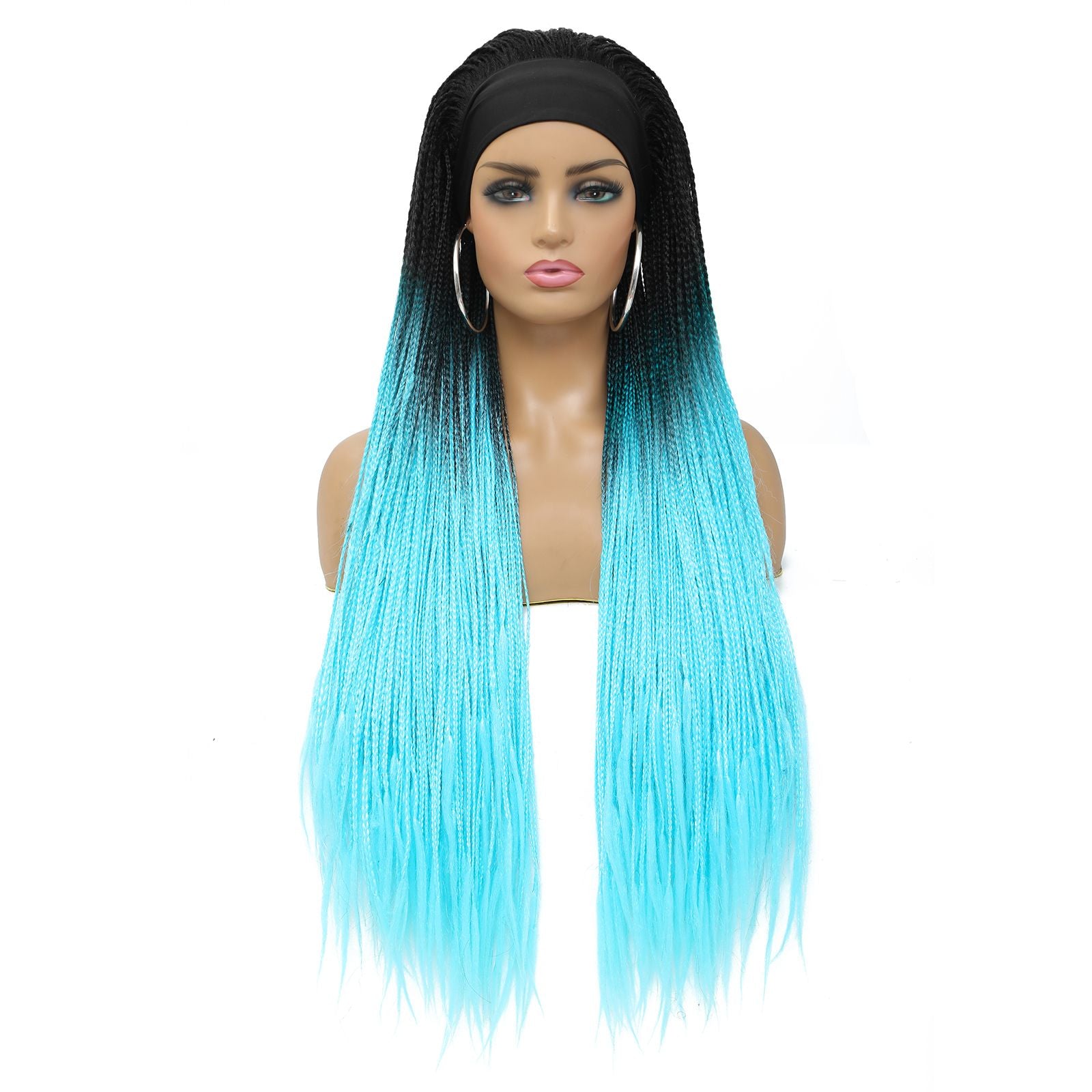 Ombre Box Braided Headband Wig for Women
