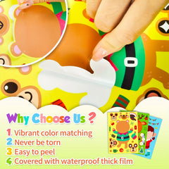 6pcs Christmas Santa Claus Face Changing Stickers DIY Puzzle Stickers