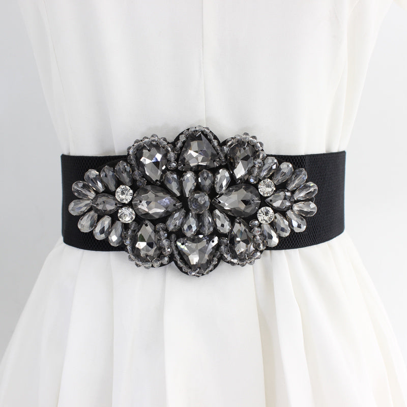 Vintage Rhinestone Elastic Band Dress Belt for Her