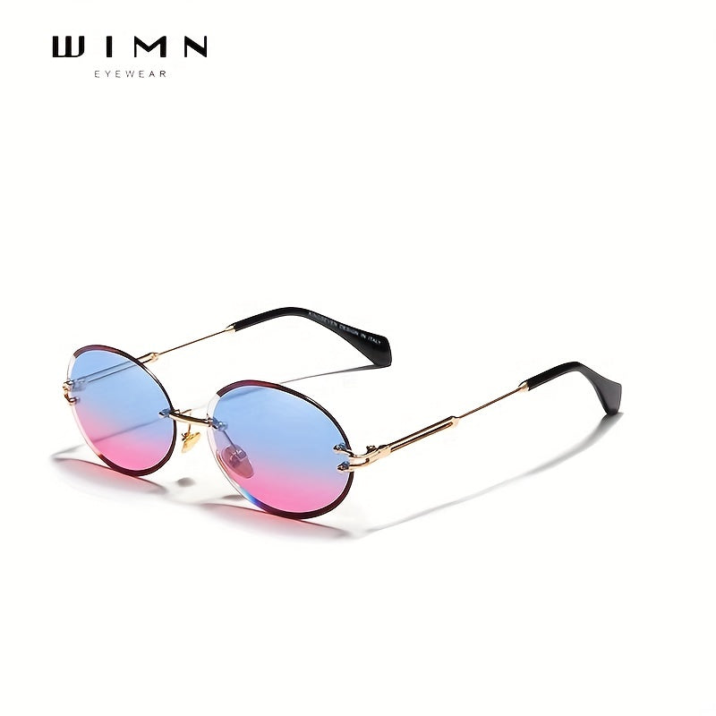 WIMN Oval Sunglasses Men Rimless Men Sun Glasses Vintage Alloy Frame