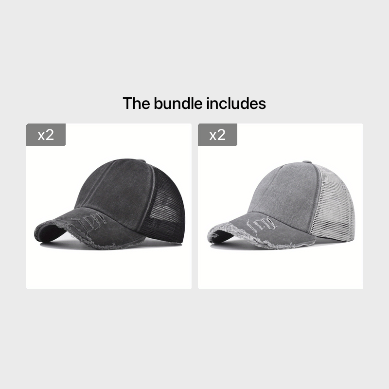 Unisex Ripped Baseball Cap Washed Street Wear Peaked Hat