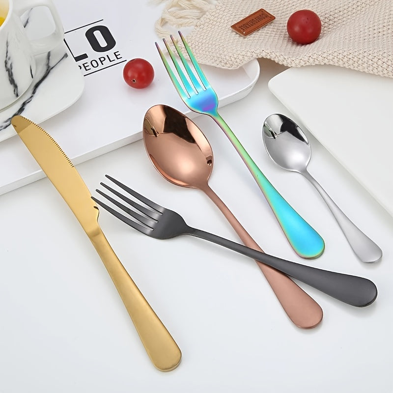 4pcs Stainless Steel Tableware Set Cutlery Set Hotel Western Steak Fork Spoon Se