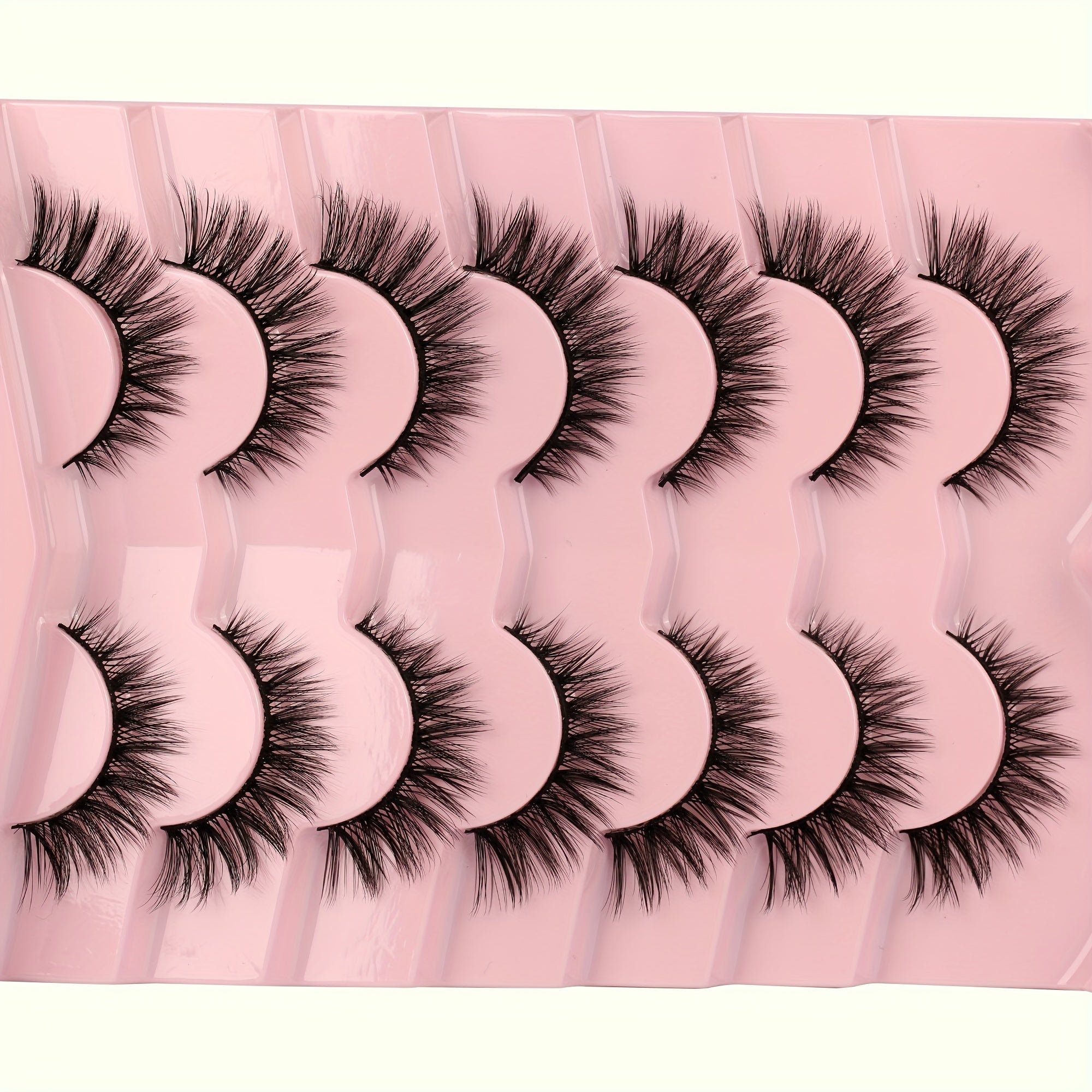 7 Pairs Natural Look Cat Eye Lashes Short Fluffy 3D Faux Mink Strip Lashes