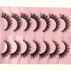 7 Pairs Natural Look Cat Eye Lashes Short Fluffy 3D Faux Mink Strip Lashes