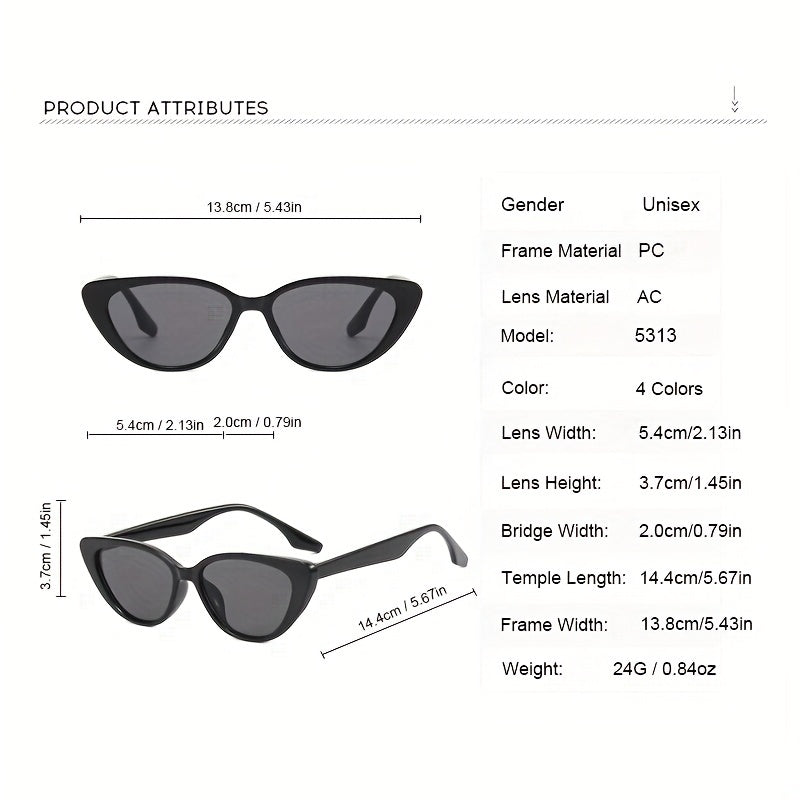 Y2K Cat Eye Sunglasses Retro Vintage UV400 Sun Shades Glasses