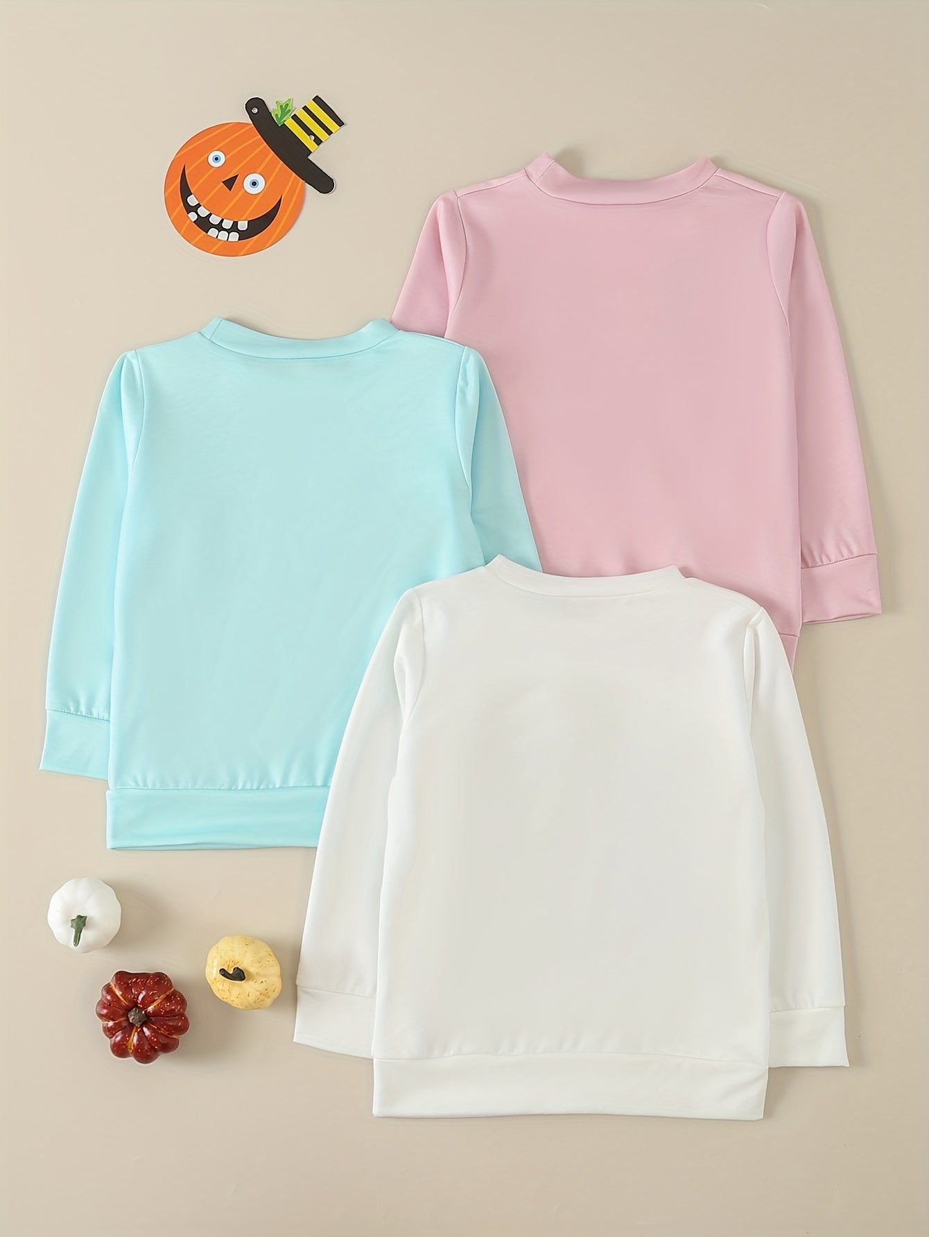 3pcs Halloween Cat Sweatshirt for Toddler Girls Long Sleeve Pullover