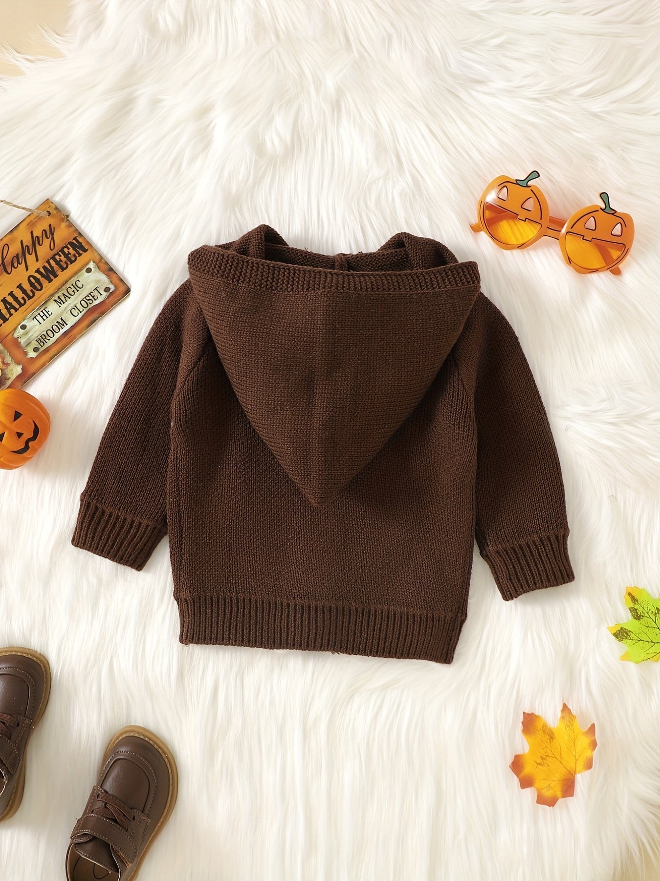 Baby Knitted Sweater Coat Baby Hooded Cardigan Halloween Top