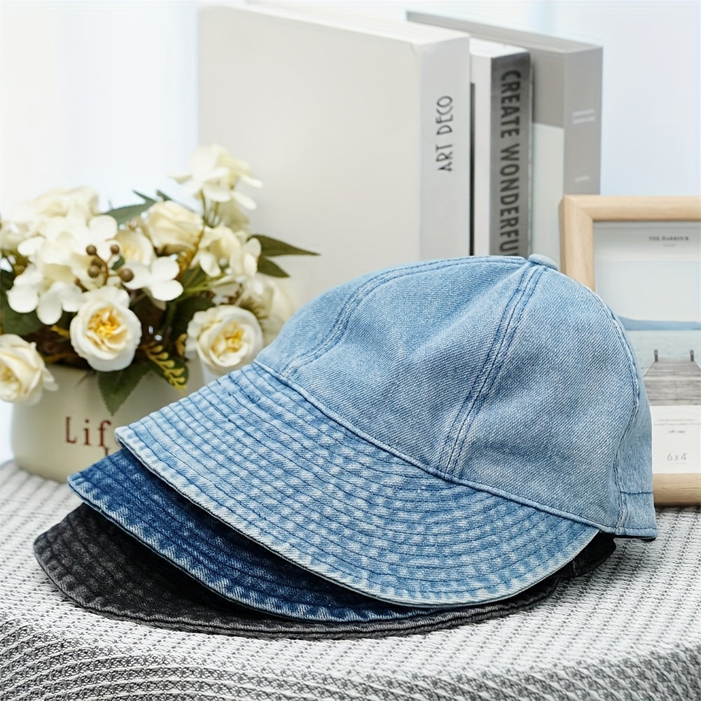 Adjustable Denim Sun Hat UV Protection Bucket Hats for Women