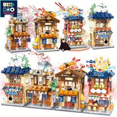 Street View Noodle Sushi Hot Spring Tea House Building Blocks Set