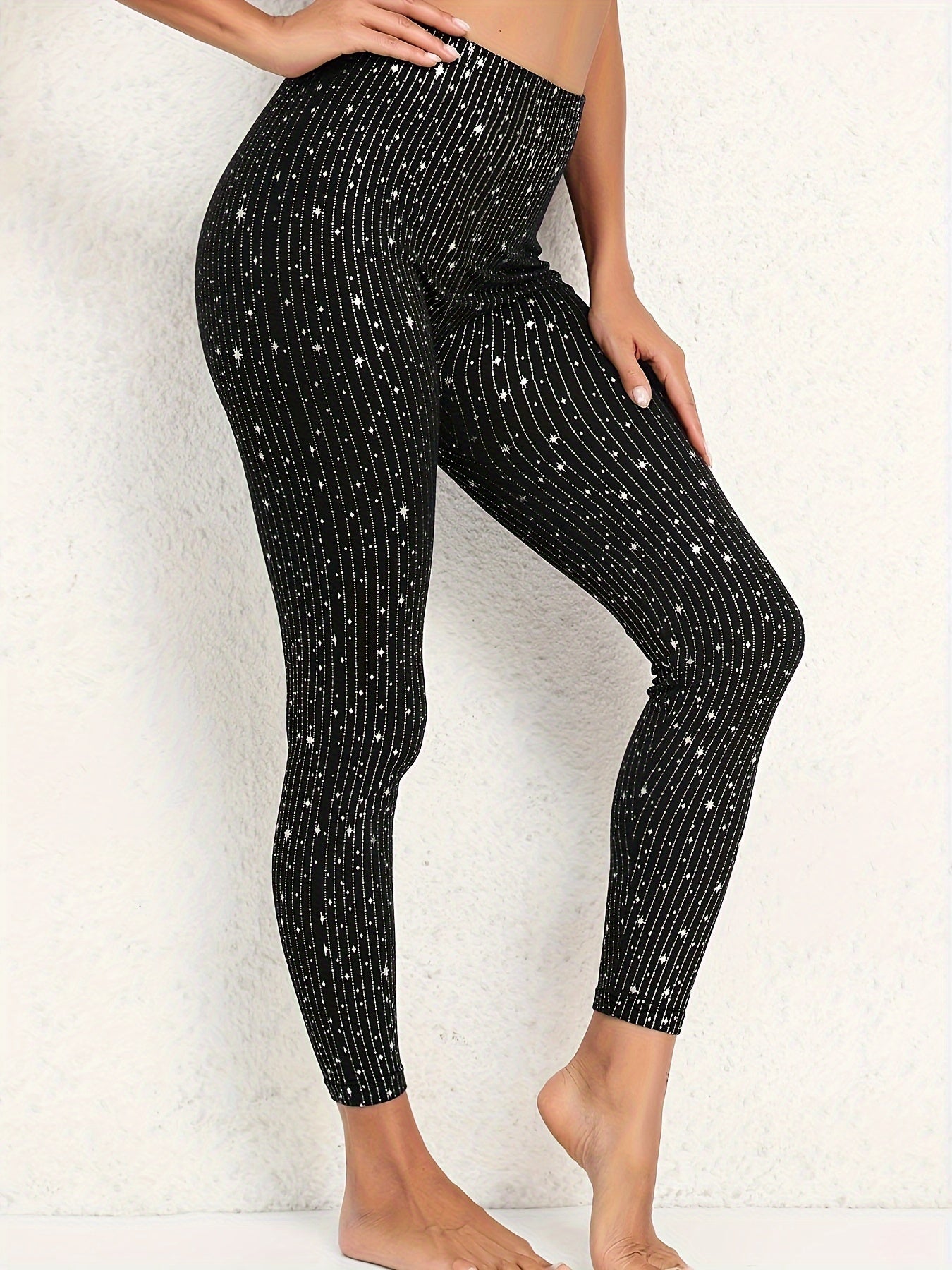  Glitter Star & Stripe Print High Rise Leggings