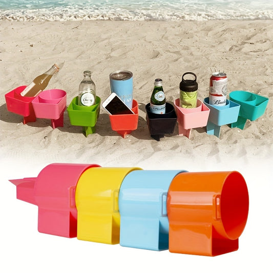 Beach Cup Holder & Pocket - Keep Valuables Safe & Sand-Free