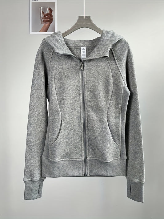 Women's Hooded Slim Fit Sports Jacket with Thumb Hole