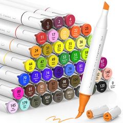 48 Alcohol Based Art Marker Pens & Dual Tip Brushes Refillable Double Width Tips