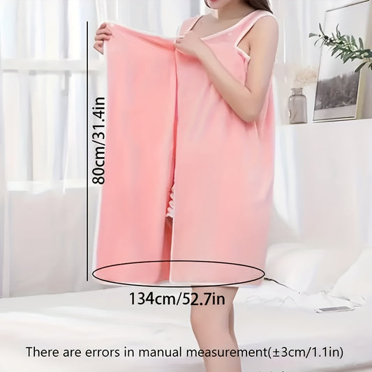 Women's Adjustable Bathrobe with Pocket Soft Absorbent Bath Towel