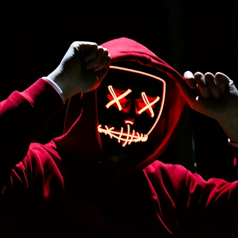 Men's LED Luminous Cyberpunk Tech Mask for Halloween Dress-Up