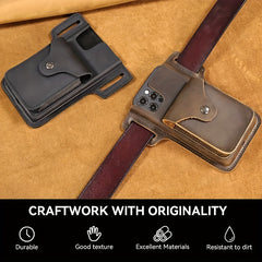 Men's Leather Belt Bag Dark Brown Vintage Retro Waist Bag