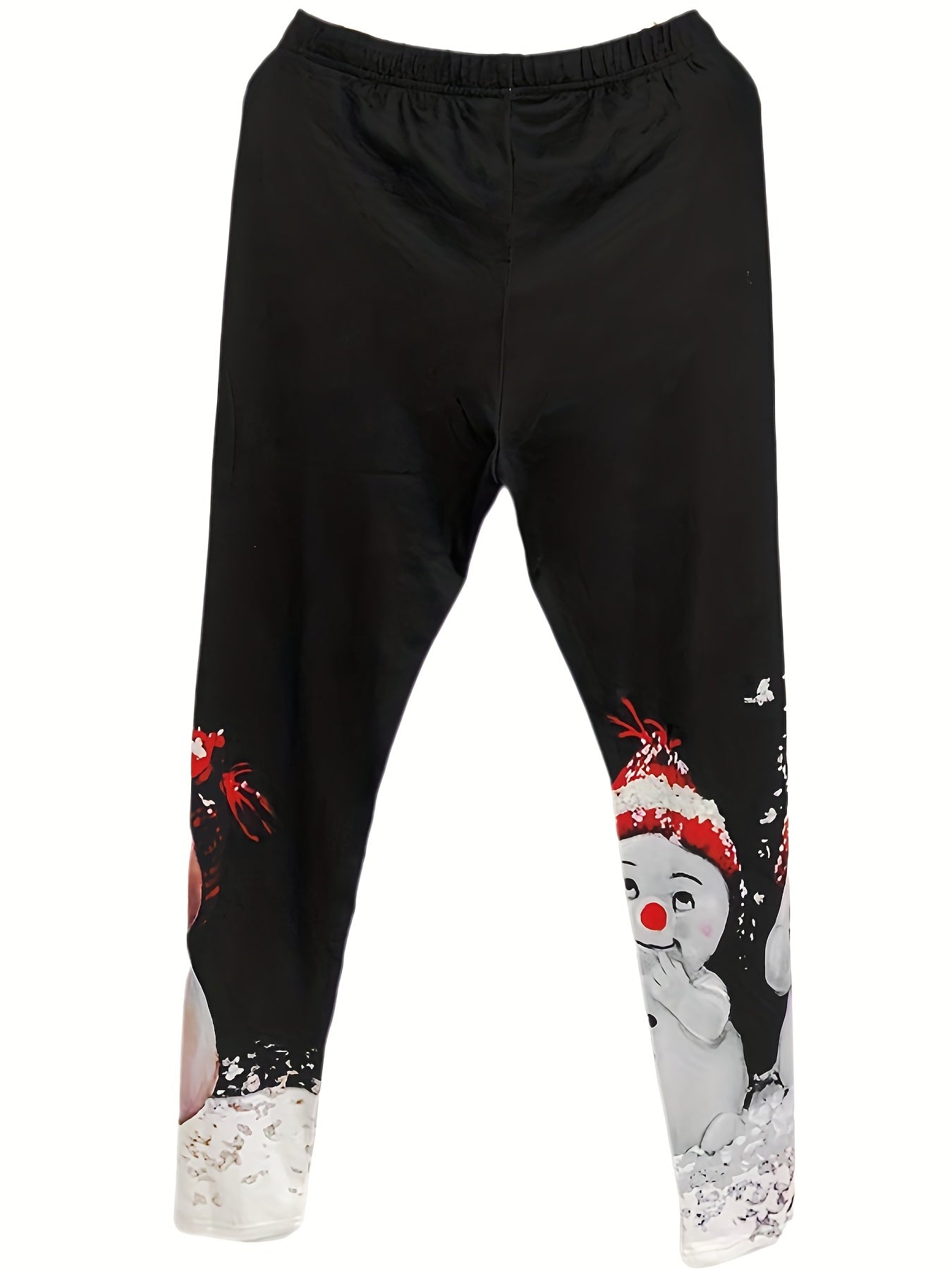 Snowman Print High Waist Leggings for Winter