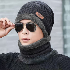 Winter Plus Velvet Thickened Knitted Hat and Scarf Set