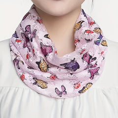 Lace Floral Butterfly Print Scarf Thin Breathable Neck Gaiter Warm Elastic