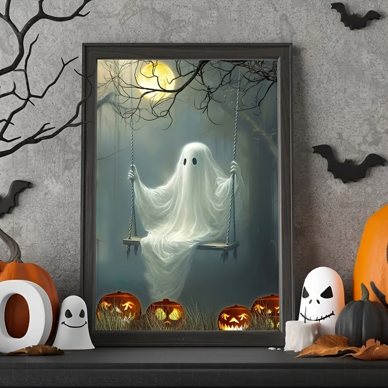 5D DIY Diamond Painting Kit Ghost On The Swing Spooky Little Ghost Face