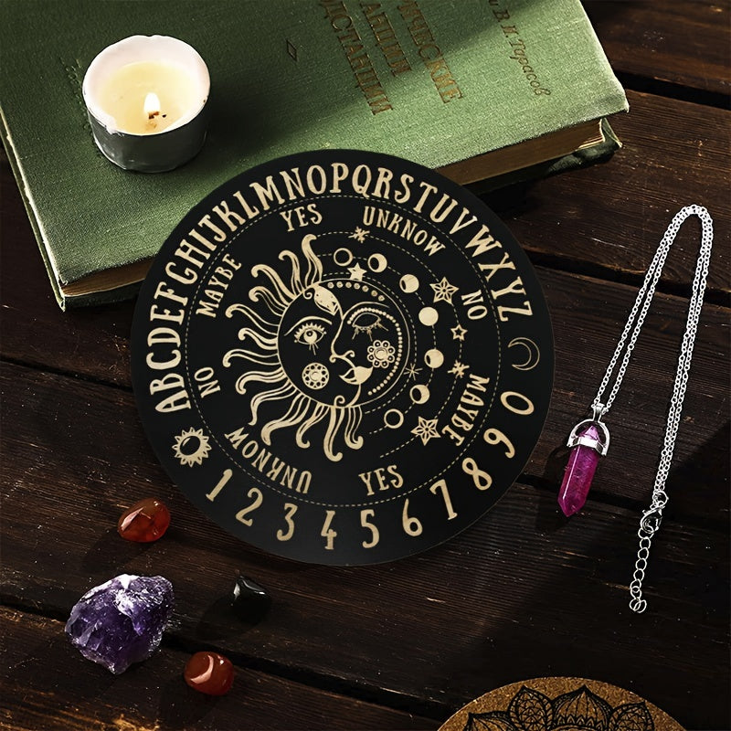 Wooden Sun Chart Divination Pendant Wood Plate Witchcraft Altar Supplies