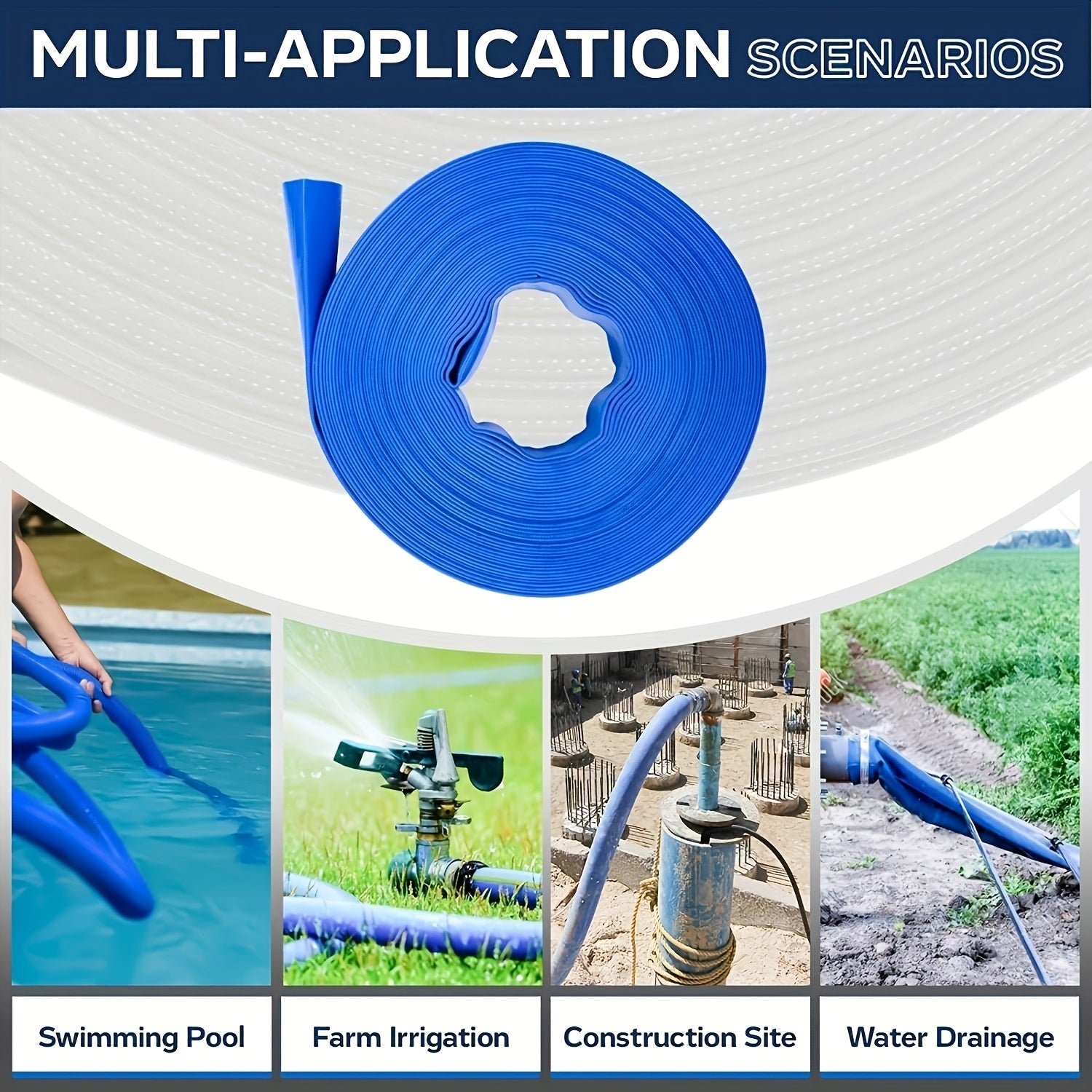 3 Pack 50FT Pool Backwash Hose Reinforced Sump Pump Discharge Hose