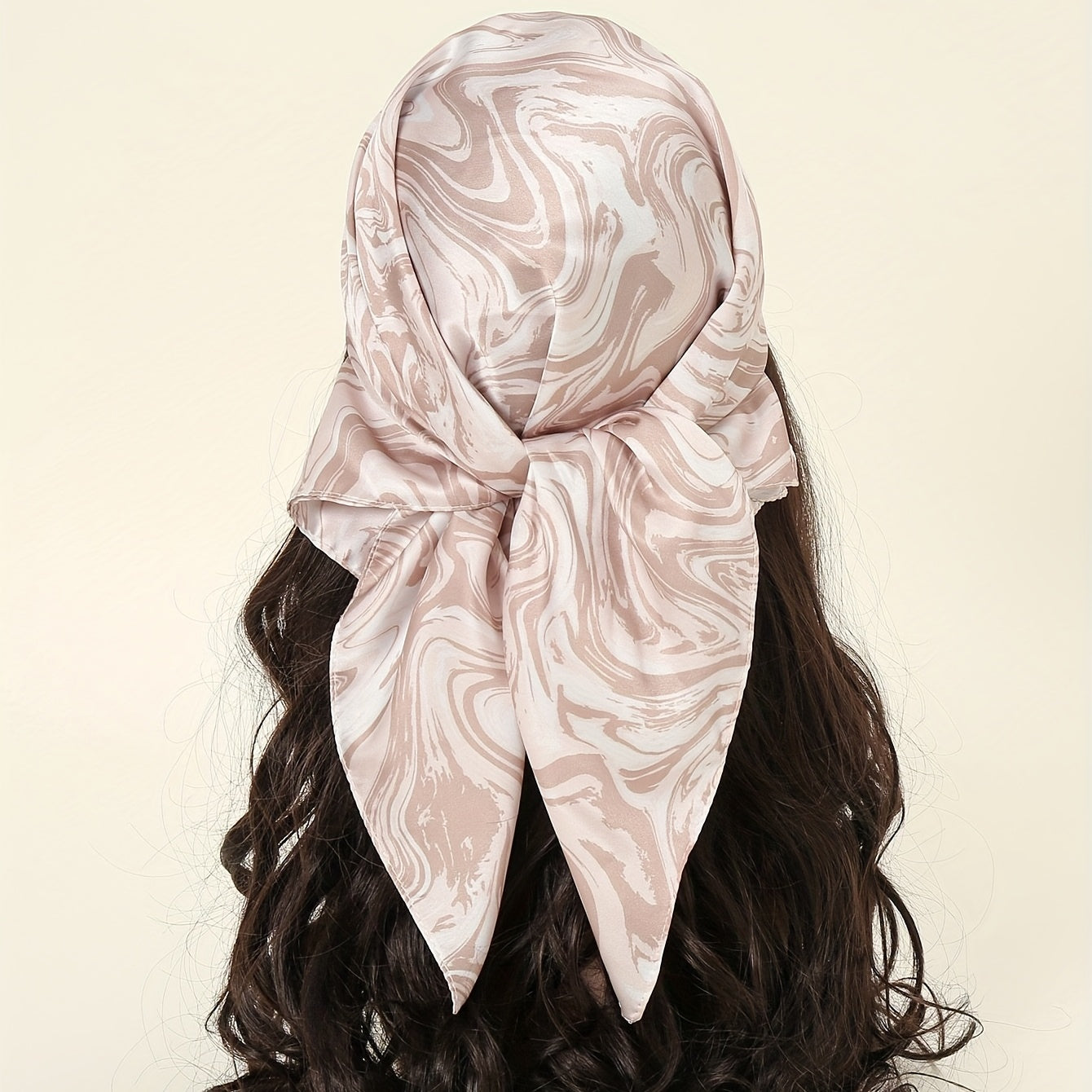 Wavy Striped Bandana Print Satin Square Scarf