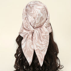 Wavy Striped Bandana Print Satin Square Scarf