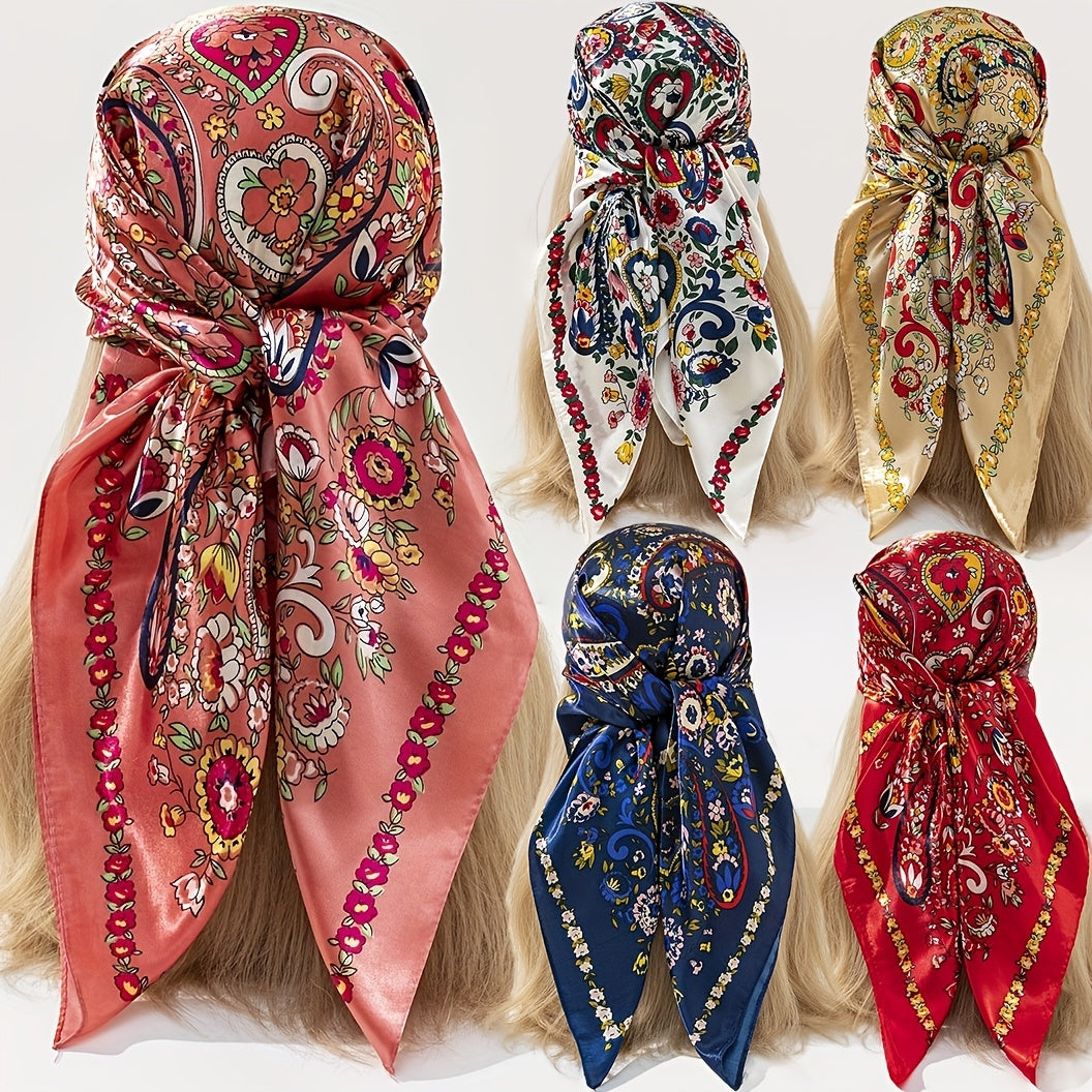 Colorful Paisley Print Bandana Silk Scarf Hair Accessories