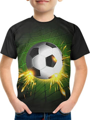 Boys Soccer 3D Print T-shirt Casual Short Sleeve Breathable Top