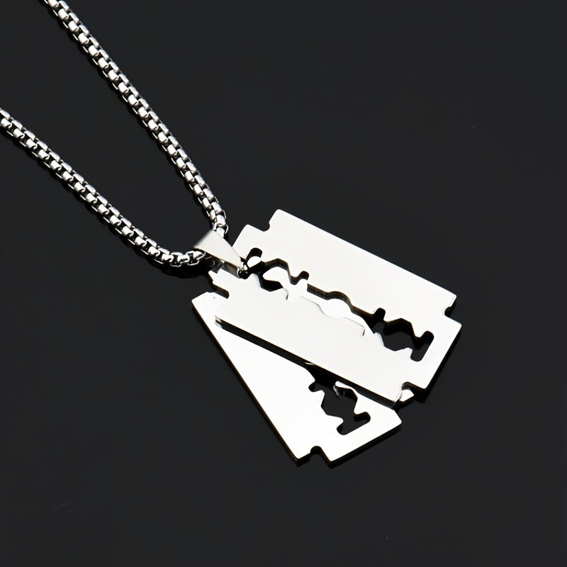 Men's Punk Jewelry Razor Blade Pendant Necklace